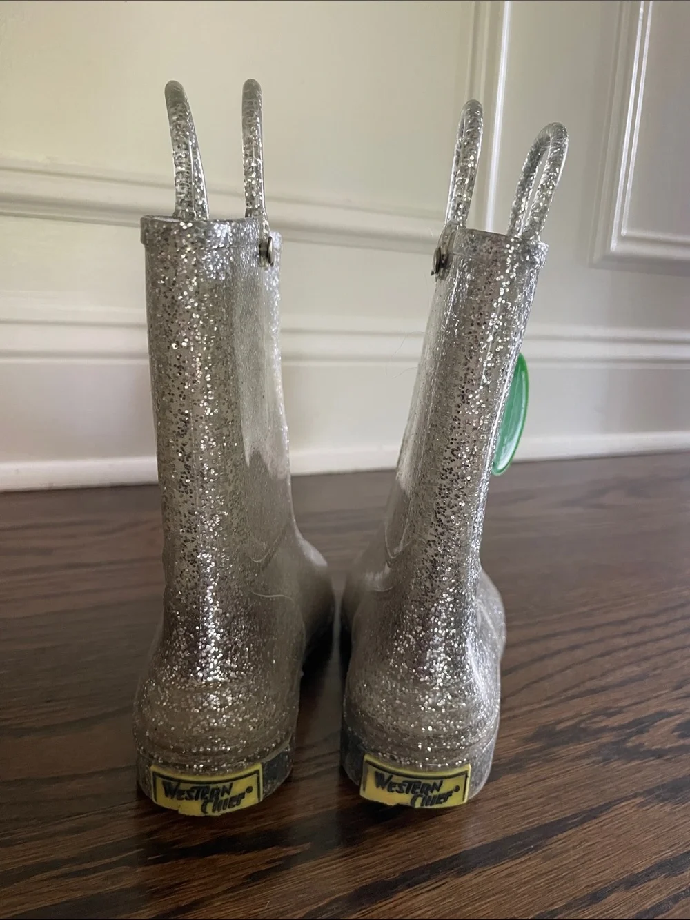 Western Chief Silver Glitter PVC Pull-On Rain Boots